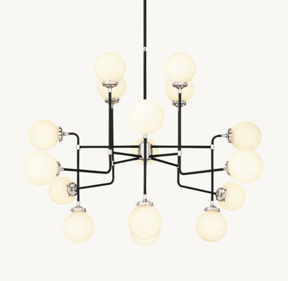 BISTRO GLOBE MILK GLASS CHANDELIER 56"