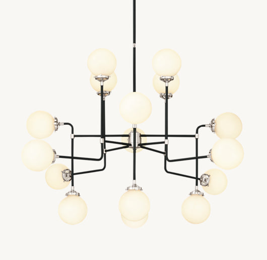 BISTRO GLOBE MILK GLASS CHANDELIER 56"
