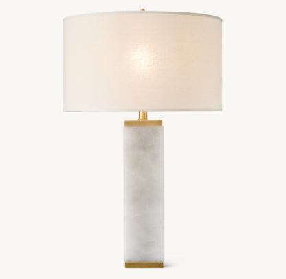 SQUARE COLUMN ALABASTER TABLE LAMP