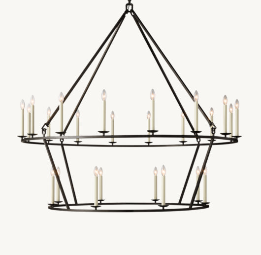 19TH C. ENGLISH OPENWORK TWO-TIER ROUND CHANDELIER 62"