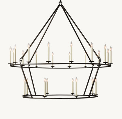 19TH C. ENGLISH OPENWORK TWO-TIER ROUND CHANDELIER 62"