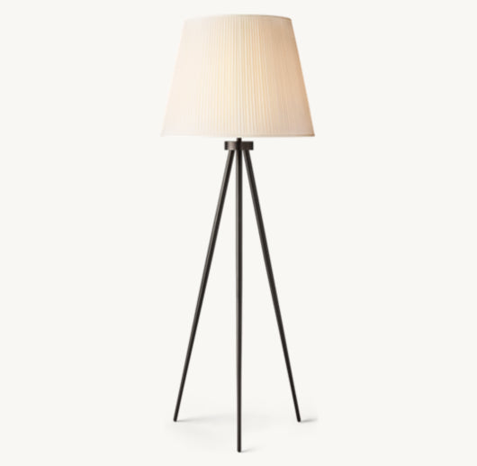REED WHITE PLEATED SILK SHADE FLOOR LAMP