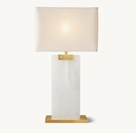 RECTANGULAR COLUMN ALABASTER TABLE LAMP