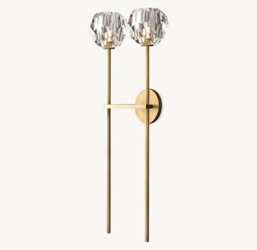 BOULE DE CRISTAL CLEAR GLASS GRAND DOUBLE SCONCE