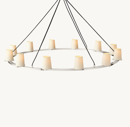 PAUILLAC FABRIC SHADE ROUND CHANDELIER 60"