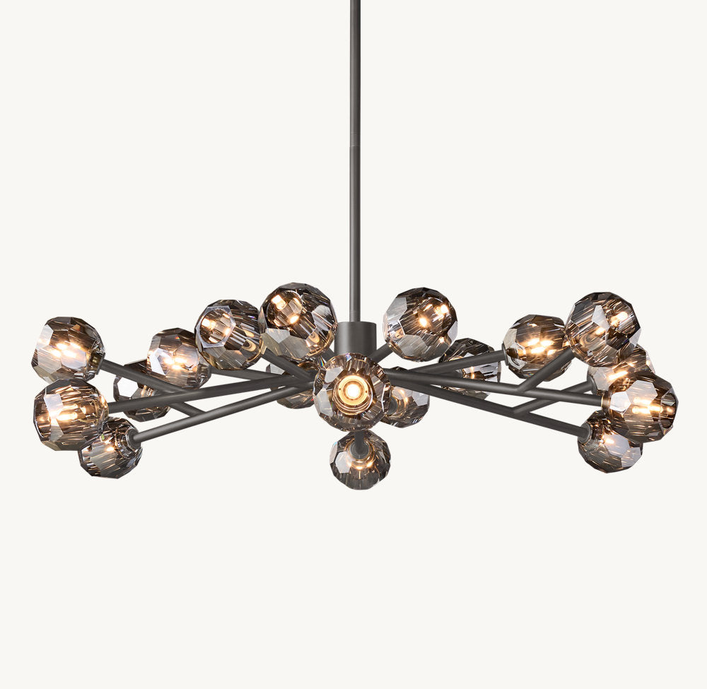 BOULE DE CRISTAL SMOKE GLASS ROUND CHANDELIER 48"