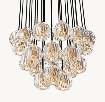 BOULE DE CRISTAL CLEAR GLASS ROUND CLUSTER CHANDELIER 24"