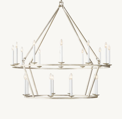 19TH C. ENGLISH OPENWORK TWO-TIER ROUND CHANDELIER 50"