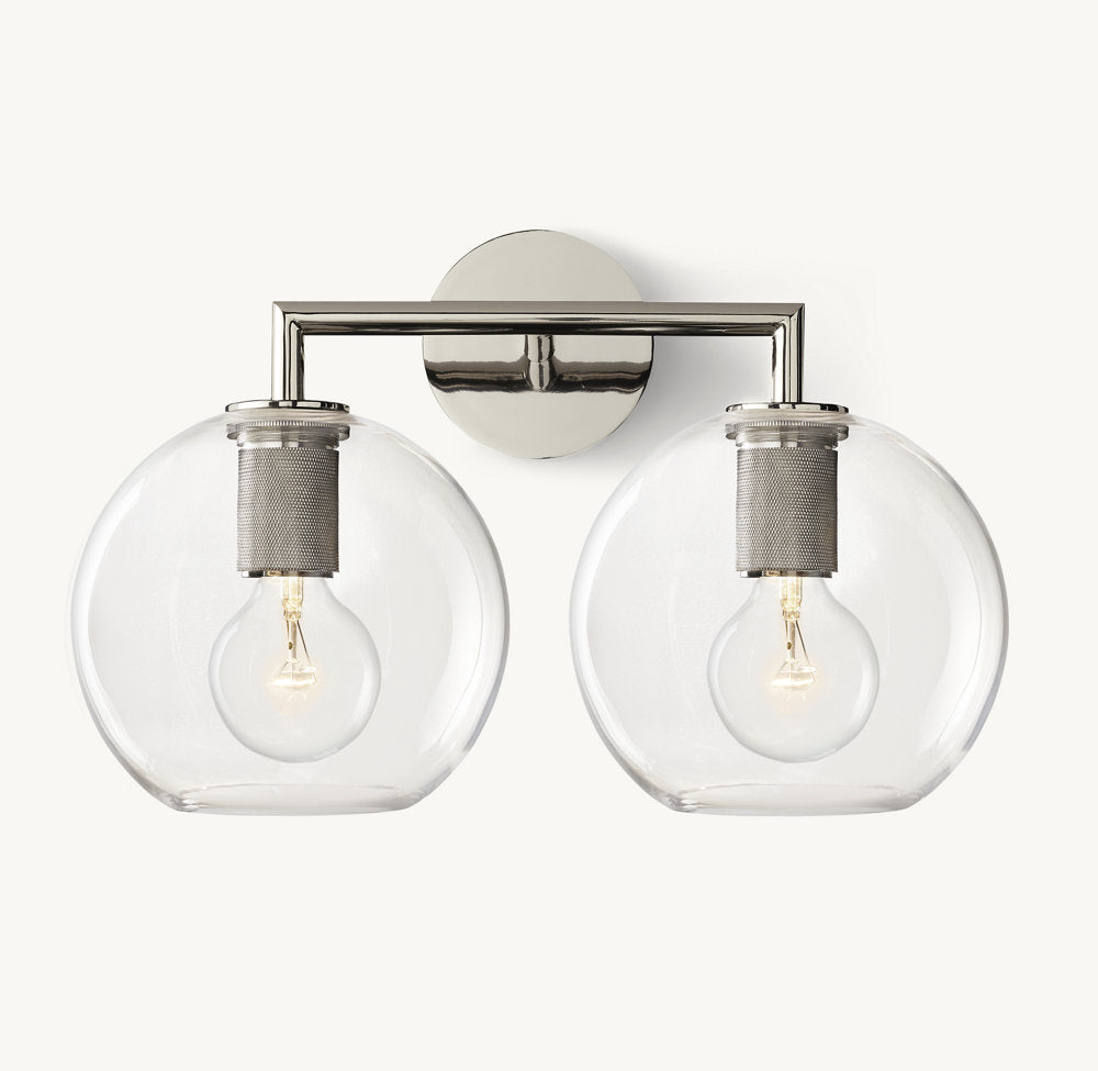 UTILITAIRE GLOBE SHADE DOUBLE SCONCE