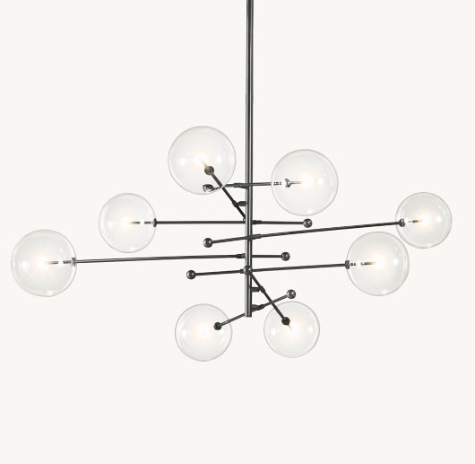 GLASS GLOBE MOBILE EIGHT-ARM CHANDELIER 79"