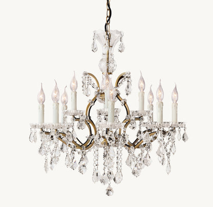 19TH C. ROCOCO IRON & CRYSTAL ROUND CHANDELIER 28"