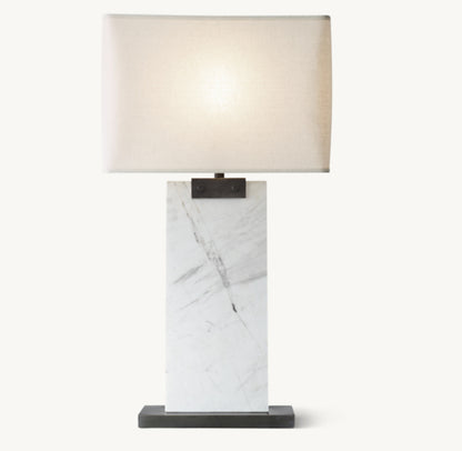 RECTANGULAR COLUMN MARBLE TABLE LAMP
