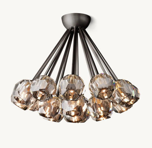 BOULE DE CRISTAL SMOKE GLASS FLUSHMOUNT 24"