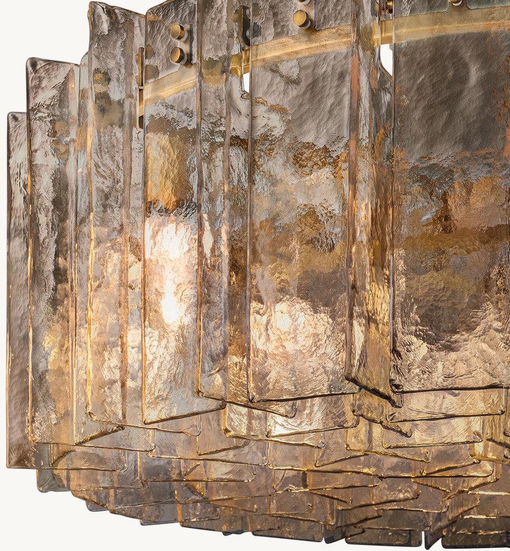 LATTICE SMOKE GLASS ROUND CHANDELIER 48"