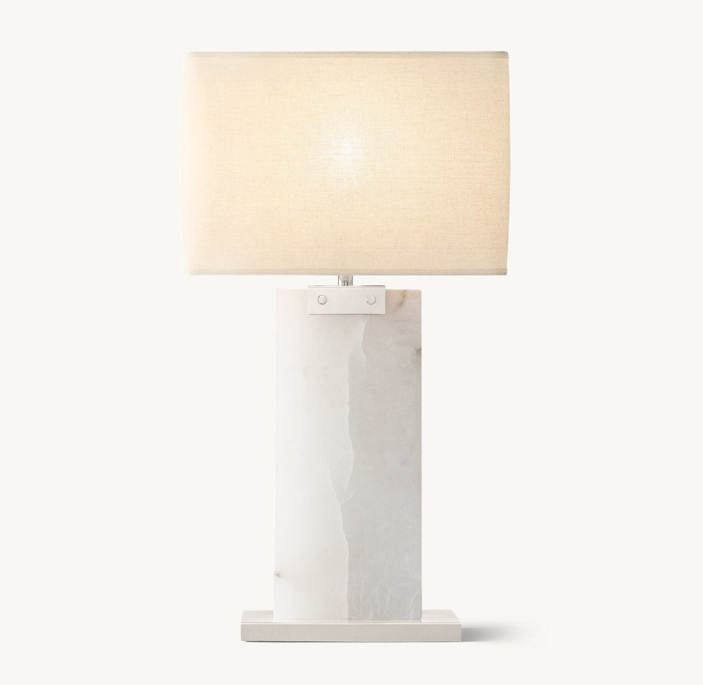 RECTANGULAR COLUMN ALABASTER TABLE LAMP