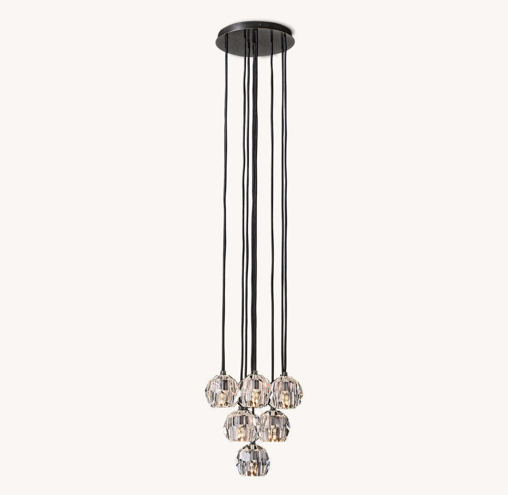 BOULE DE CRISTAL CLEAR GLASS ROUND CLUSTER CHANDELIER 14"