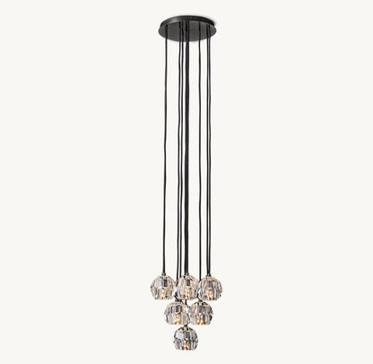 BOULE DE CRISTAL CLEAR GLASS ROUND CLUSTER CHANDELIER 14"