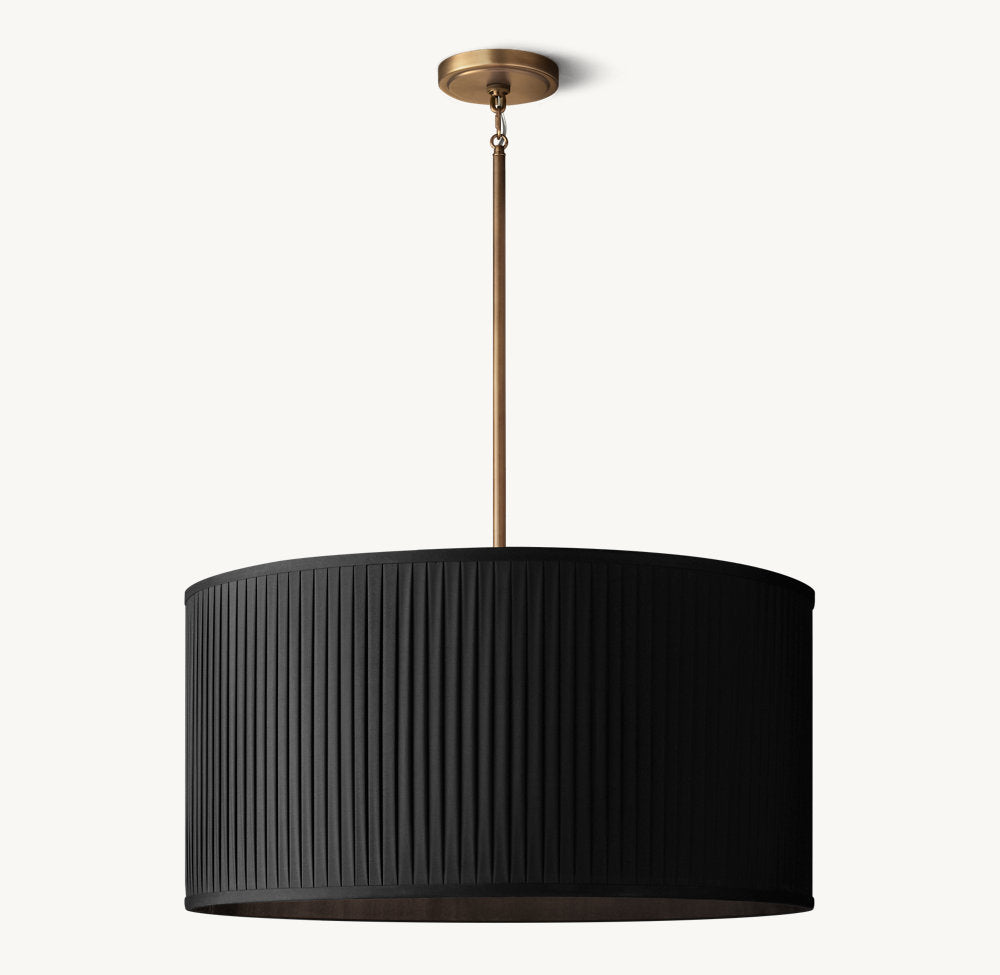 REED BLACK PLEATED DRUM PENDANT