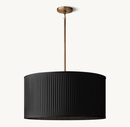 REED BLACK PLEATED DRUM PENDANT