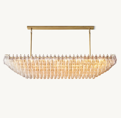 CHIARA CLEAR GLASS TIERED RECTANGULAR CHANDELIER 74"