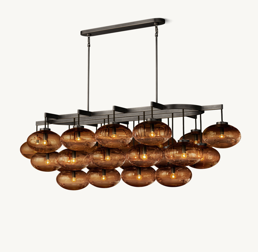 CABRETTE AMBER GLASS LINEAR CHANDELIER 72"