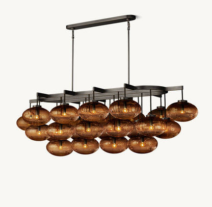 CABRETTE AMBER GLASS LINEAR CHANDELIER 72"