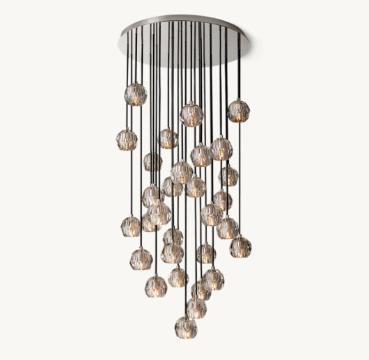 BOULE DE CRISTAL SMOKE GLASS ROUND CLUSTER CHANDELIER 30"