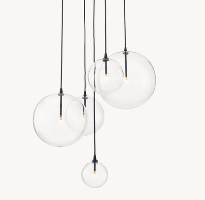 GLASS GLOBE MOBILE CLUSTER CHANDELIER 28"