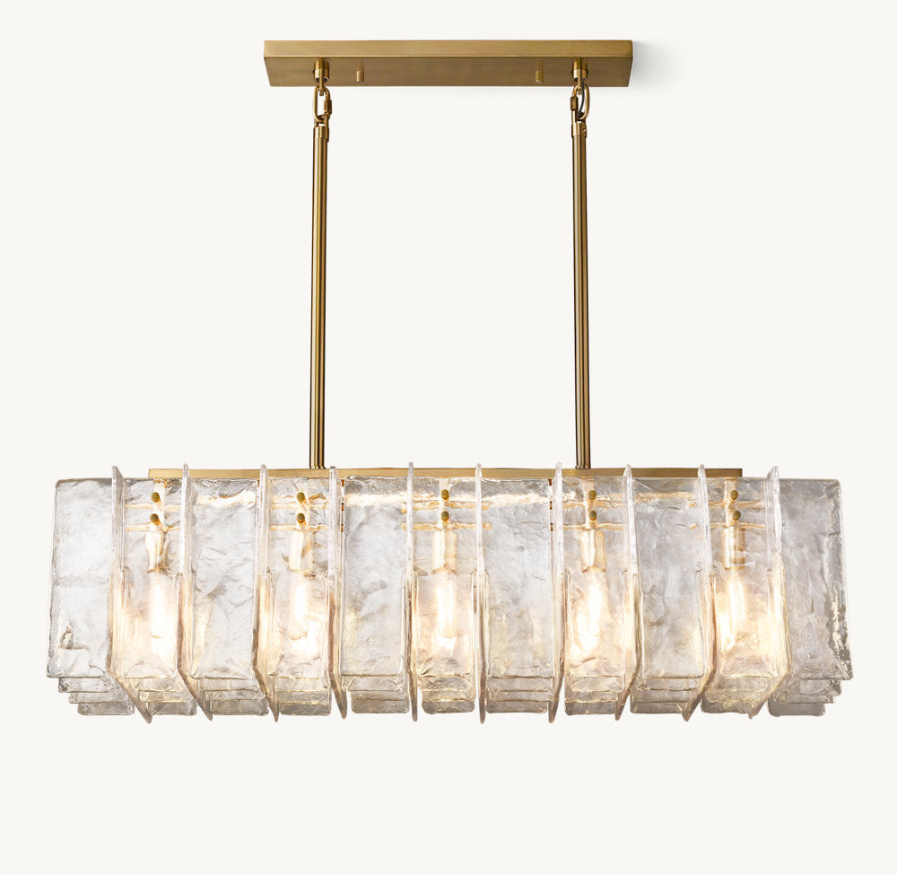 LATTICE CLEAR GLASS RECTANGULAR CHANDELIER 49"