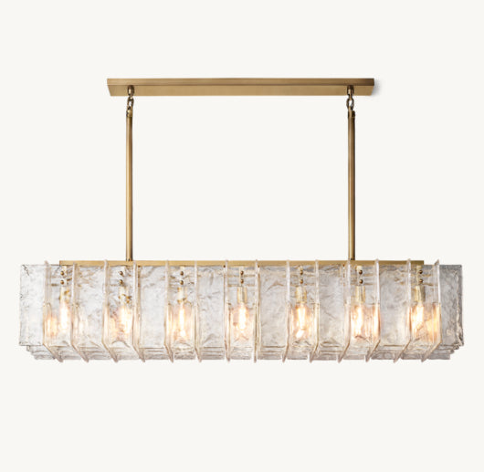 LATTICE CLEAR GLASS RECTANGULAR CHANDELIER 67"
