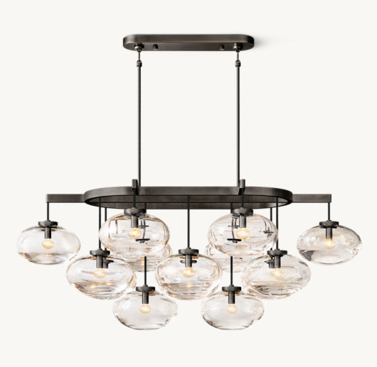 CABRETTE CLEAR GLASS LINEAR CHANDELIER 54"