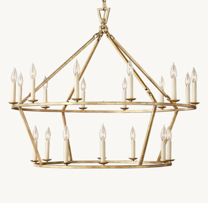 19TH C. ENGLISH OPENWORK TWO-TIER ROUND CHANDELIER 40"