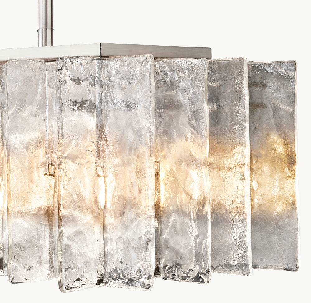 LATTICE CLEAR GLASS RECTANGULAR CHANDELIER 67"