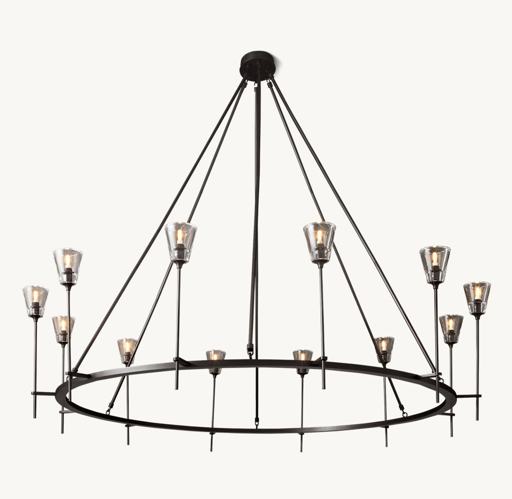 TORCHE DE VERRE ROUND CHANDELIER 70"