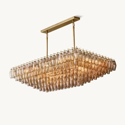 CHIARA SMOKE GLASS TIERED RECTANGULAR CHANDELIER 54"