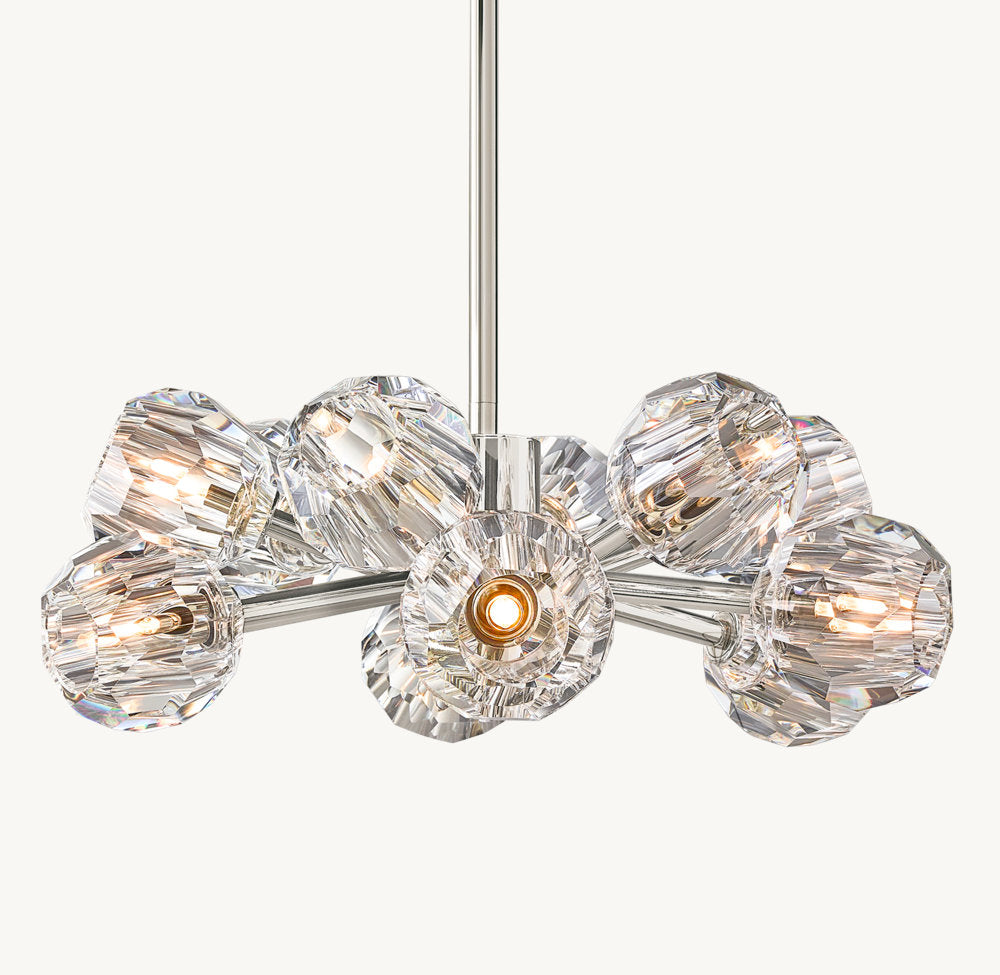 BOULE DE CRISTAL CLEAR GLASS ROUND CHANDELIER 24"