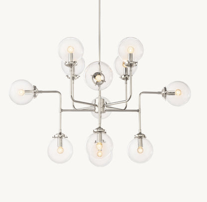BISTRO GLOBE CLEAR GLASS CHANDELIER 42"