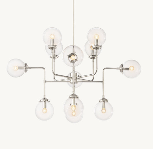 BISTRO GLOBE CLEAR GLASS CHANDELIER 42"