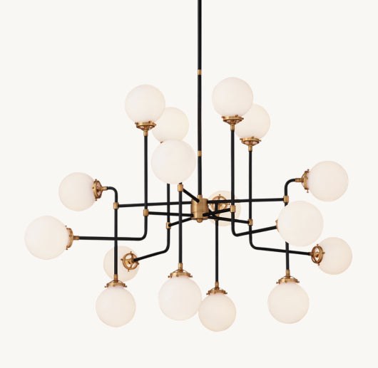 BISTRO GLOBE MILK GLASS CHANDELIER 56"