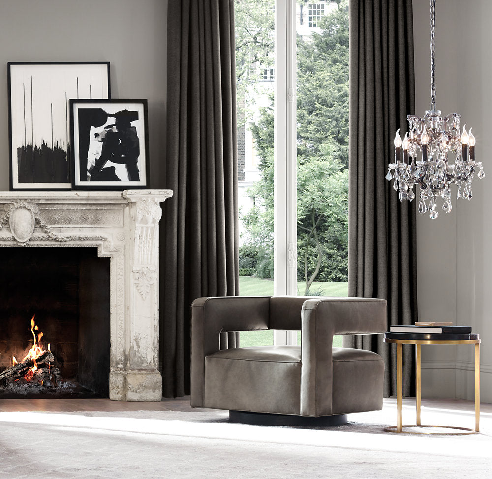 19TH C. ROCOCO IRON & CRYSTAL ROUND CHANDELIER 28"