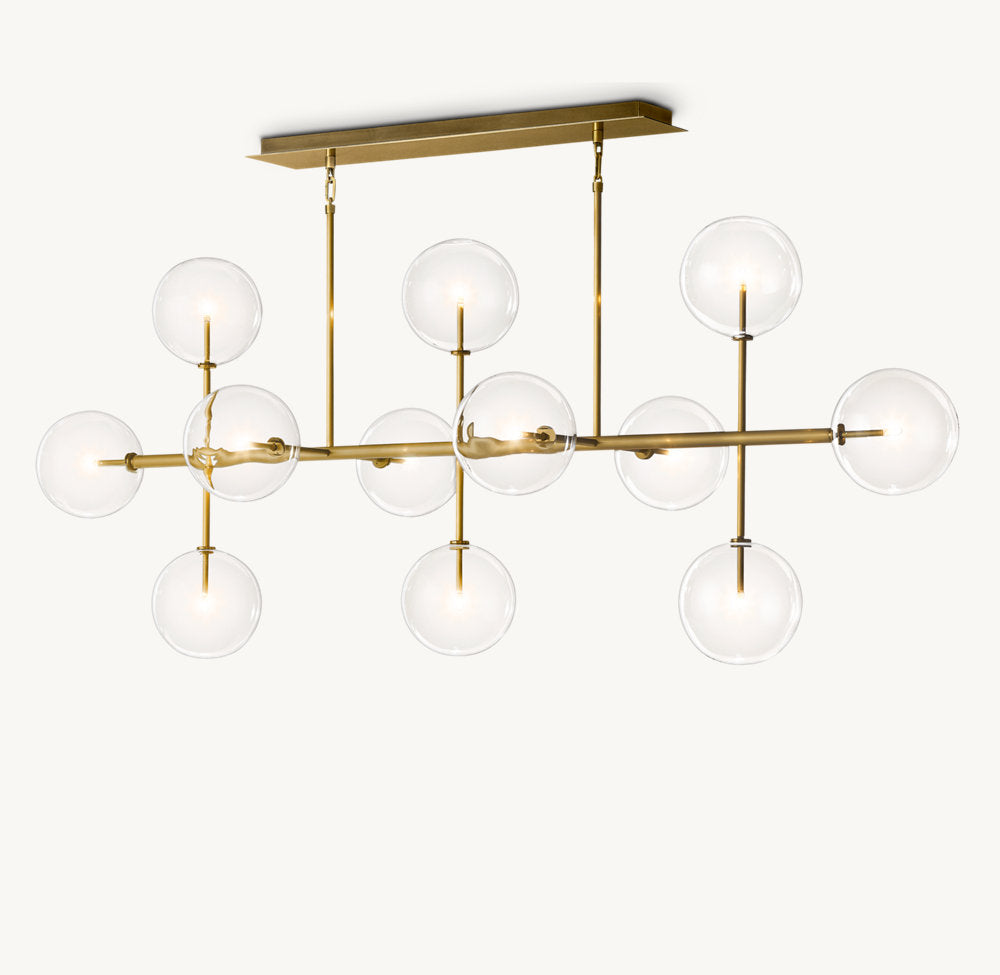 GLASS GLOBE MOBILE LINEAR CHANDELIER