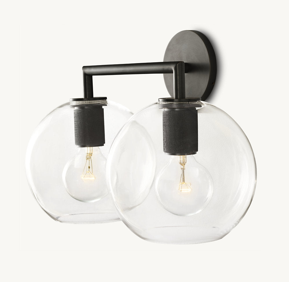 UTILITAIRE GLOBE SHADE DOUBLE SCONCE