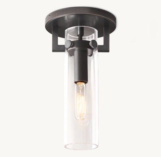 MACHINIST GLASS CYLINDER FLUSHMOUNT