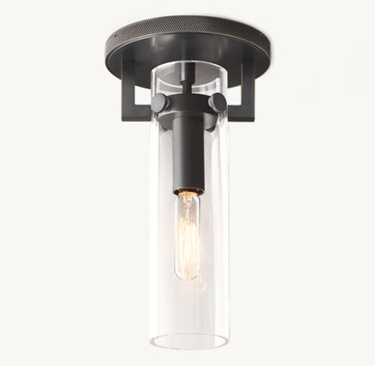 MACHINIST GLASS CYLINDER FLUSHMOUNT