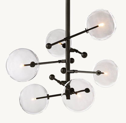 GLASS GLOBE MOBILE SIX-ARM CHANDELIER 40"
