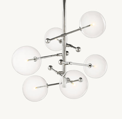 GLASS GLOBE MOBILE SIX-ARM CHANDELIER 40"