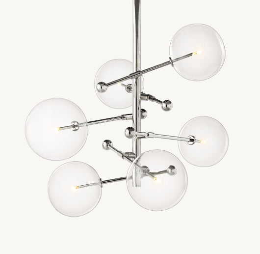 GLASS GLOBE MOBILE SIX-ARM CHANDELIER 40"