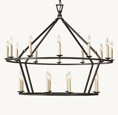 19TH C. ENGLISH OPENWORK TWO-TIER ROUND CHANDELIER 40"