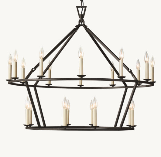 19TH C. ENGLISH OPENWORK TWO-TIER ROUND CHANDELIER 40"