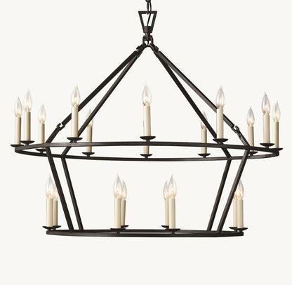 19TH C. ENGLISH OPENWORK TWO-TIER ROUND CHANDELIER 40"